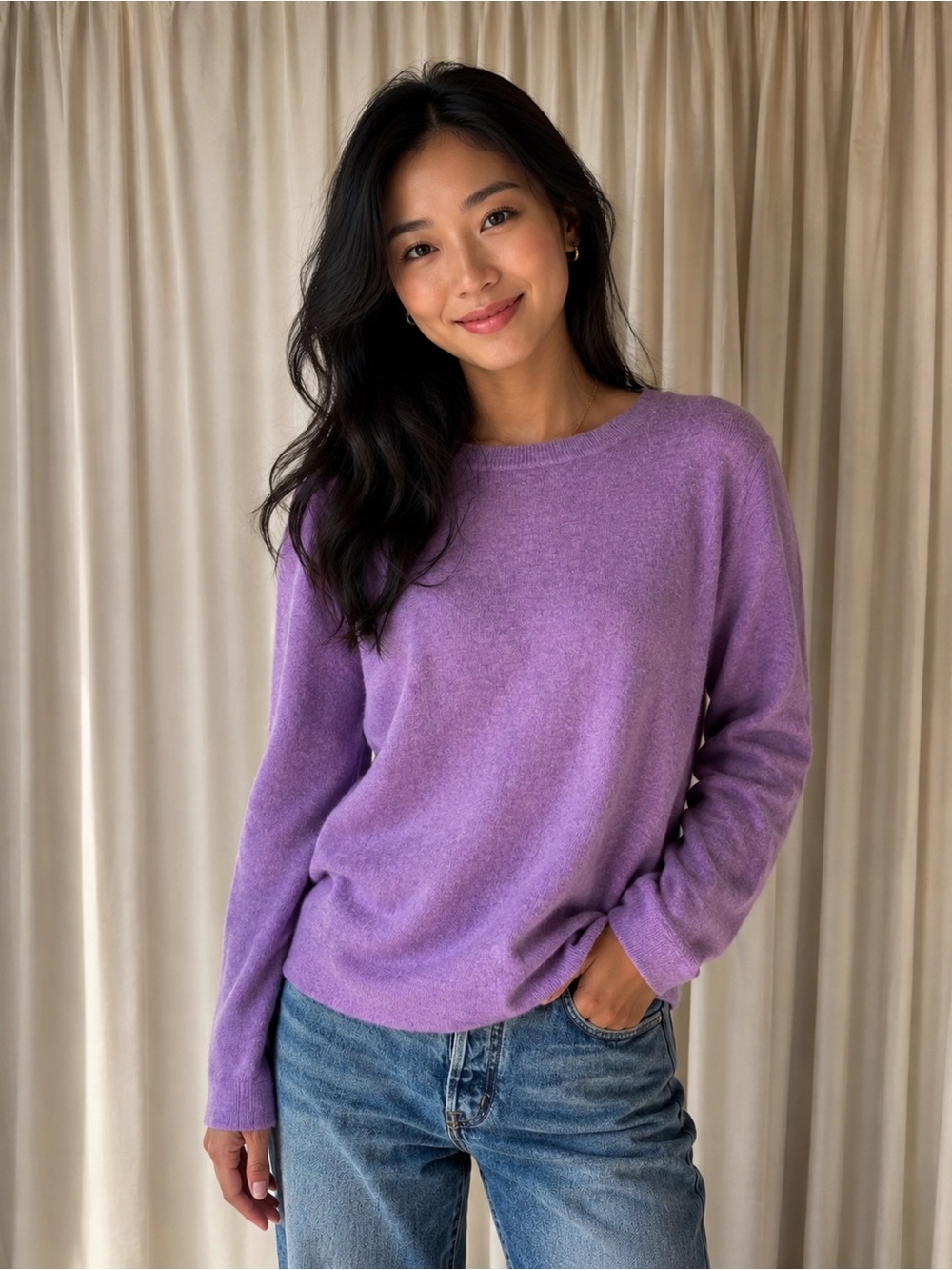 J Crew Soft Crewneck Teddy Sweater in Lavender - Women- Large